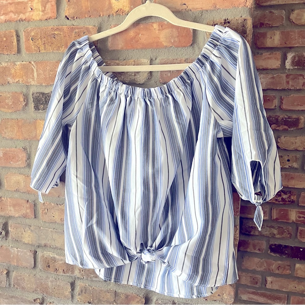 LOVE J Off the Shoulder Crop Top